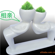 桌面彩陶减压盆景/微型盆栽草娃娃DIY小白人创意礼品厂家直销