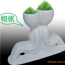 厂家直销彩陶DIY草娃娃X恋人盆栽盆景陶瓷摆件草娃娃批发定制