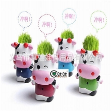 新款牛牛牧场草娃娃办公室家庭迷你植物盆栽新奇特家居小礼品