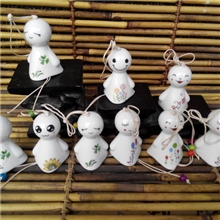 式陶瓷招财猫风铃汽车挂饰品门饰晴天娃娃挂饰风铃