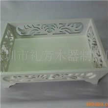 厂家直销欢迎定样定制各种雕刻产品一款白色雕花木制家居托盘