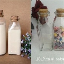 玻璃瓶厂家供应350ml方型泡茶瓶冷泡茶瓶花茶瓶木塞漂流瓶