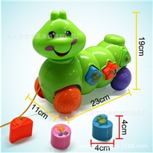 厂家批发幼儿园益智玩具拖拉毛毛虫配形状认知积木亲子游戏玩具