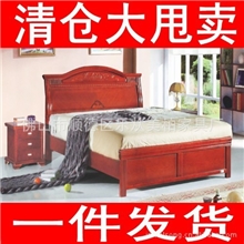 简约橡木实木床双人床单人儿童储物田园卧室1.2米1.5米1.8米特价