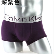 纯棉CK男士平角内裤厂家直销批发钢带银边男式内裤深紫色