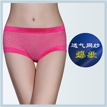 竹纤维女士内裤批发镂空网纱性感女式三角中腰内裤淘宝爆款3808