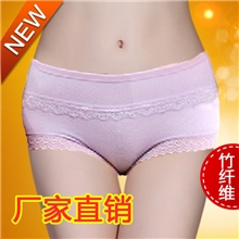 女式内裤莫代尔竹炭纤维蕾丝花边女士中腰三角内裤批发G5848