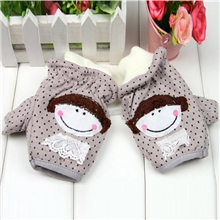 厂家直销热销爆款小魔女[K-6556]快乐女孩布艺半指提花手套