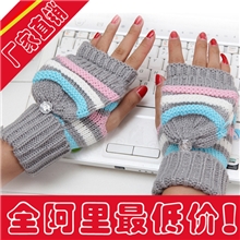 义乌小魔女手套厂家热销新款[H-6421]保暖炫彩时空露指保暖手套