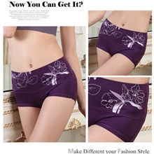 娅蒂蓝黛竹纤维粘胶纤维高腰印花女式大码收腹三角内裤批发8850