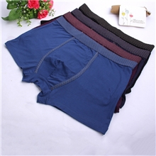 娅蒂蓝黛竹纤维透气中腰印花纯色宽腰男士散装平角裤8143