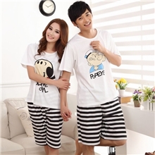 批发夏季情侣棉质睡衣韩版卡通大力水手男女士短袖家居服套装
