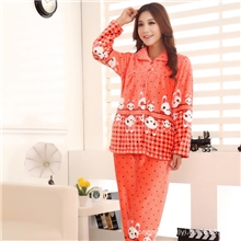 2013秋冬季新款女士长款加厚珊瑚绒睡衣两件套法兰绒家居服套装