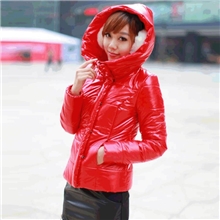 2013秋冬韩国短款女装小棉衣亮面连帽修身棉服纯色棉袄外套防寒服