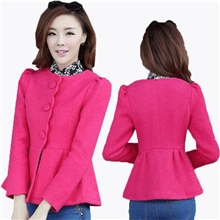 2013冬季新款品牌女装韩版波浪花边毛呢短款外套气质毛呢外套