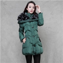 2013冬装新款韩版女装修身加厚中长款外套棉衣超大毛领羽绒棉服