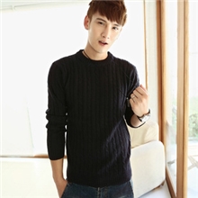 秋冬针织衫韩版修身毛衣男圆领针织衫套头线衫纯棉潮男装