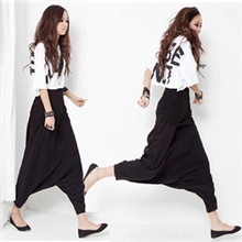 2013夏秋新款宽松版超大码百搭潮裤子嘻哈风哈伦九分女裤批发