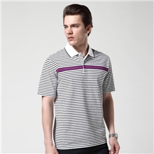 【戈德堡正品折扣】HDSD2H111商务休闲条纹翻领短袖POLO衫男短t