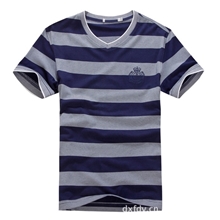 专柜正品海澜之家HDSD2H005春夏新款细条纹侧边条V领短袖T恤男