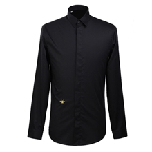 黑色衬衫经典款男士长袖衬衫小蜜蜂刺绣男衬衣高级版本6色s502