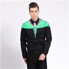 一件代发男士休闲翅膀羽毛男士长袖衬衫男衬衣批发衬衫S500