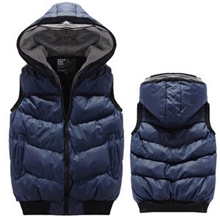 秒杀男士羽绒棉马甲男装韩版棉背心男款马甲连帽加厚冬装马