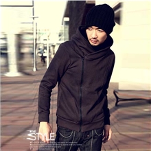 外贸直销爆款斜拉链连帽卫衣男款长袖外套帽衫卫衣男拉链卫衣