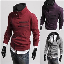 热批高品质男士卫衣多拉链设计双层立领外套加厚抓绒开衫卫衣