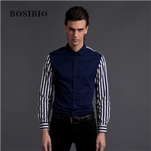 BOSIBIO秋冬条纹衬衫男气质男士衬衫高档衬衫厂家直销男装