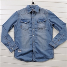 男装批发厂家直销春秋装男式长袖牛仔衬衫/衬衣免费代理加盟