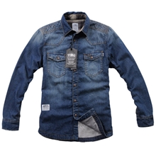 外贸男装冬季新品男式加厚加绒保暖牛仔衬衫衬衣免费加盟代理