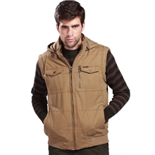 男士jeep可拆卸帽马甲秋冬新款纯棉大码吉普正品休闲马夹