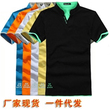 一件代发免费代理男装夏装男立领男短袖T恤男士POLO男款保罗衫