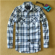 外贸原单品牌男装原单正品时尚休闲法兰绒格子衬衫批发