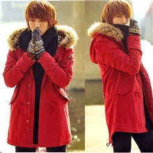 2013冬季男装衣服连帽韩版男士中长款豹纹保暖棉衣棉服袄子大衣