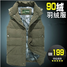 男秋冬羽绒马甲军绿色男士休闲立领马夹90绒保暖超高性价比