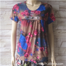 2013新品中老年夏装韩国丝短袖妈妈装气质女装冰丝中老年批发