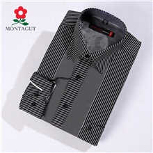 2013秋冬新款正品梦特娇男士保暖衬衫男长袖貂绒保暖条纹绅士衬衣