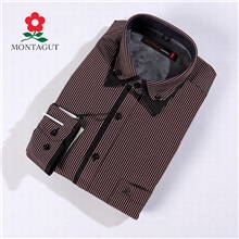 供应秋冬新款正品梦特娇男士衬衫男式长袖加厚貂绒保暖条纹衬衣批