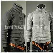 ebay热卖批发百搭经典冬季保暖必备不规则形男士高领高翻领毛衣