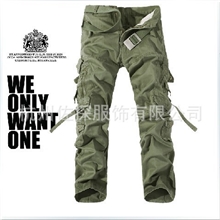 批发代购ebay热卖款韩版宽松大码男装多口袋水洗男士工装裤纯棉