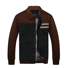 赫奇斯秋冬款外套韩版休闲咖啡色军绿纽扣拼接合体型夹克2013