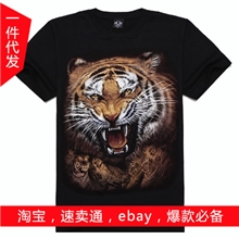 金属帝国外贸个性男士创意全棉运动短袖t恤品牌潮男装批发3Dt恤