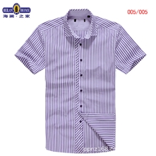 海澜之家衬衫修身短袖紫色衬衣男式衬衫男士衬衣公司005/005