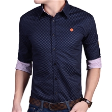 A.GESHI商务绣花休闲男士长袖衬衫修身男装男式衬衣免费一件代发