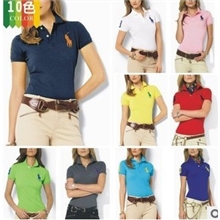 新款夏季女装外贸原单女士翻领pol*女短袖T恤新款T恤批发热销