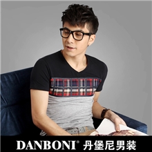 热爆男装t恤批发简版男拼色短袖t恤韩版夏装男短袖8852