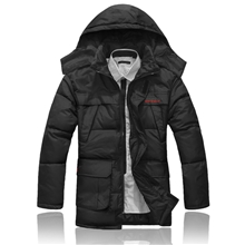 男士冬装2013新款男装外贸原单加厚连帽中长款男式羽绒服M802