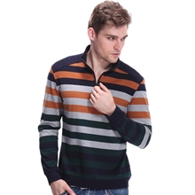 【贝利诗登】2013秋冬新款100%棉色织条纹男装商务休闲长袖T恤